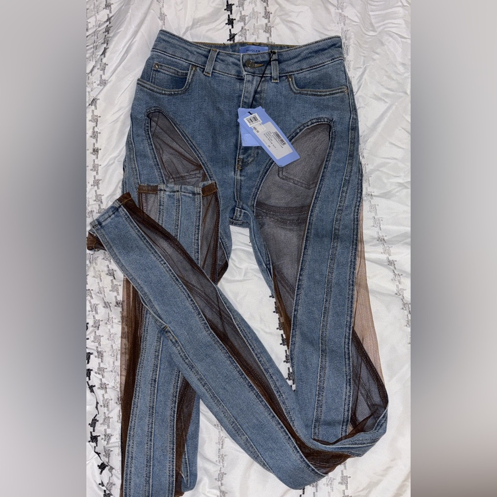 Mugler Blue and Brown Women Jeggings